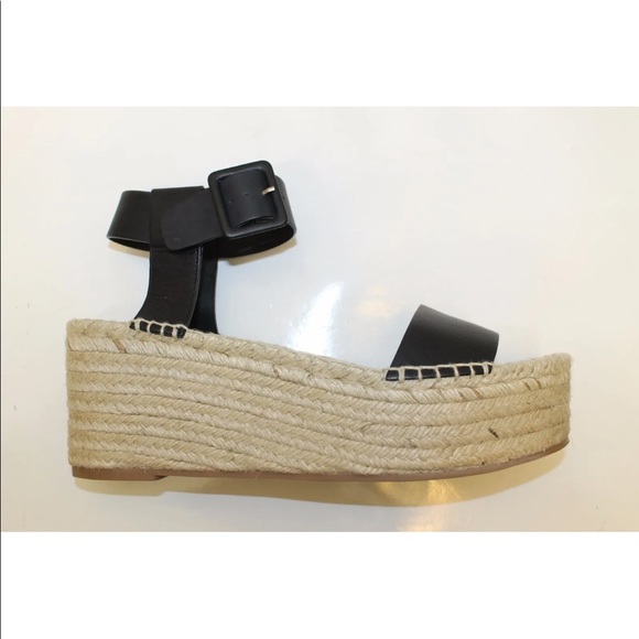 New Vince Abby Espadrille Leather Black Sandal Wedge Women Shoes 11 Strap - Picture 6 of 13